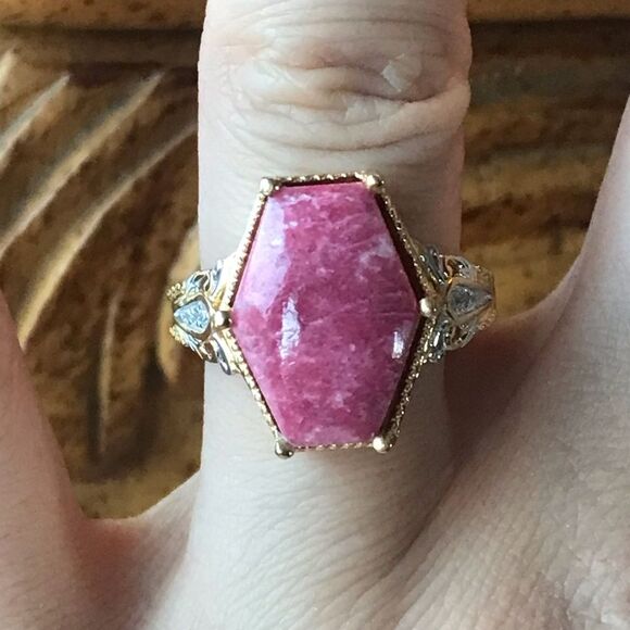 Art Deco Norwegian Thulite Sterling Silver Ring Size 7 - Picture 1 of 10